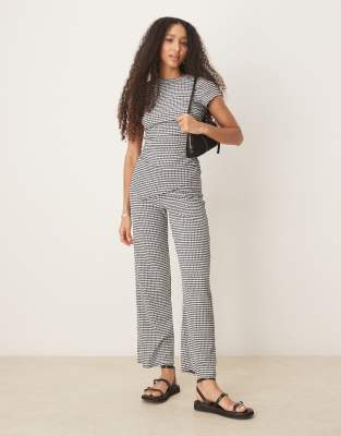 ASOS DESIGN - Hose mit Vichy-Karo und weitem Bein, Kombiteil-Bunt