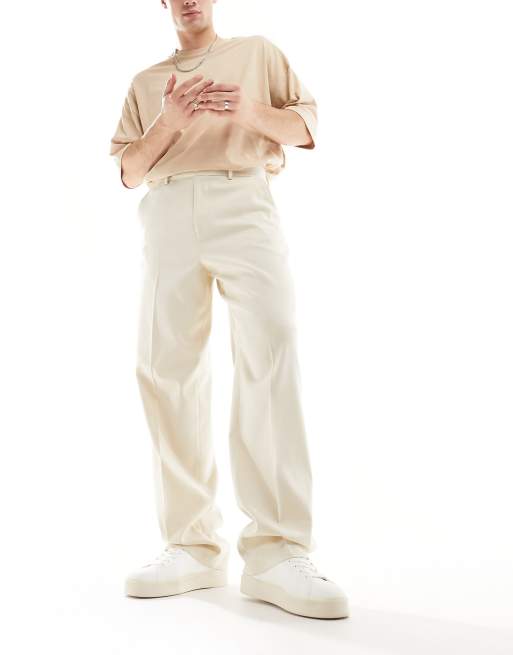 ASOS DESIGN – Hose mit weitem Bein in Sand