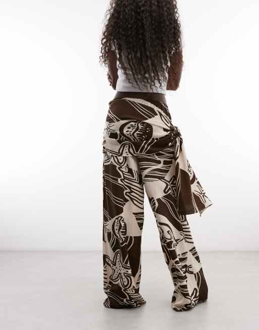 ASOS DESIGN Hose mit weitem Bein und Schal-Detail im Conversation-Print, 5 von 5