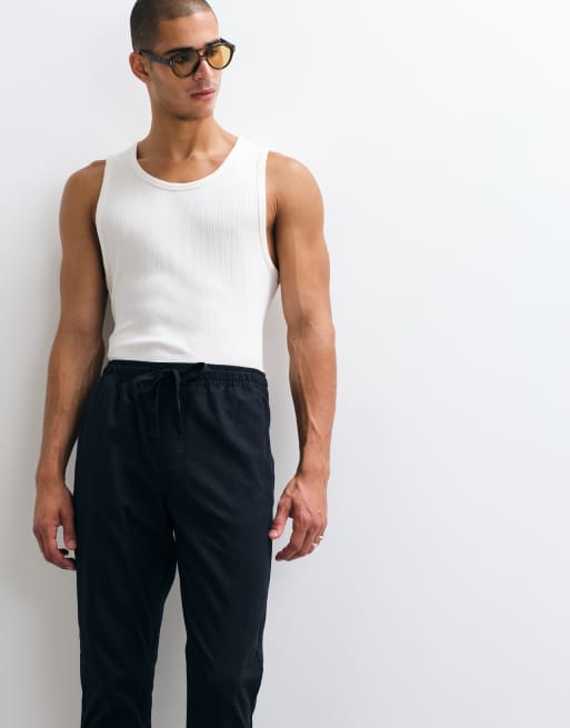 ASOS DESIGN – Hosen aus Leinenmix in Schwarz und Steinbeige, 2er-Pack, 3 von 5