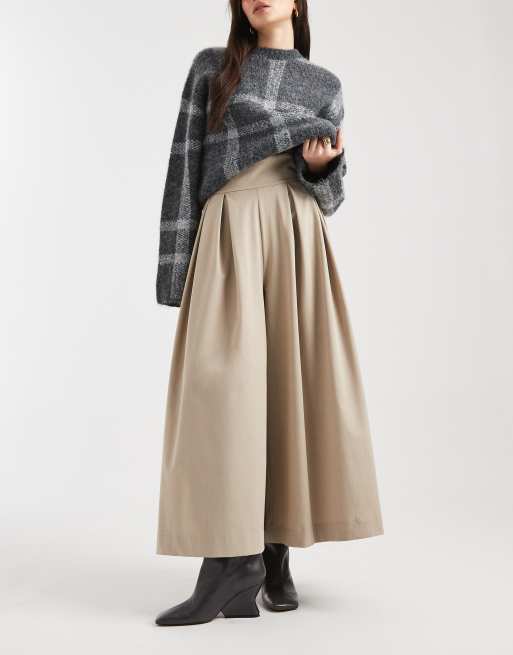 ASOS DESIGN – Hosenrock in Auster mit extrem weitem Bein, 2 von 5