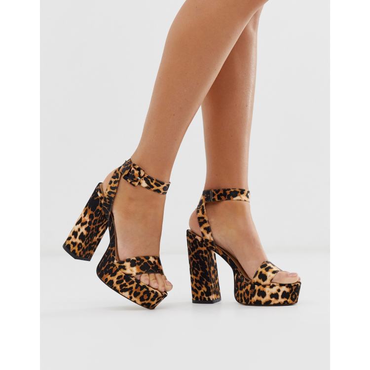 ASOS DESIGN Presta platform high heels in bright blue leopard, ASOS