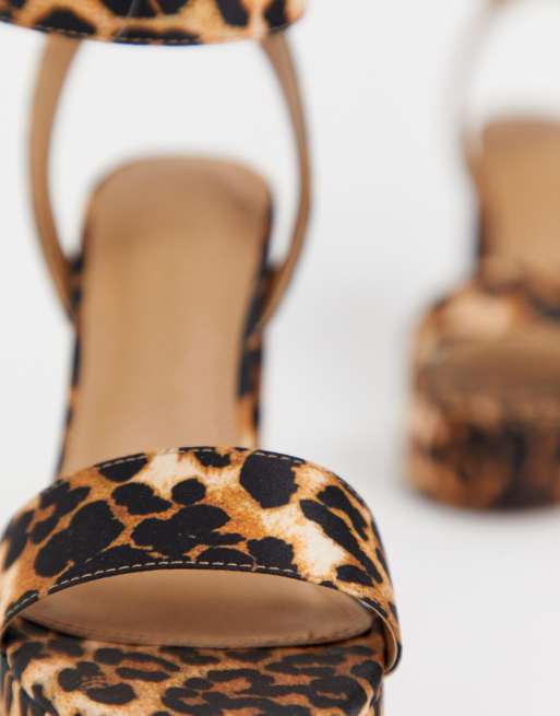 ASOS DESIGN Hostess platform heeled sandals in leopard