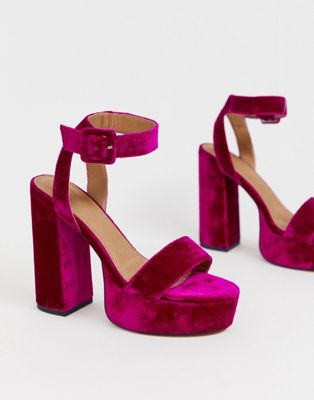 magenta heeled sandals