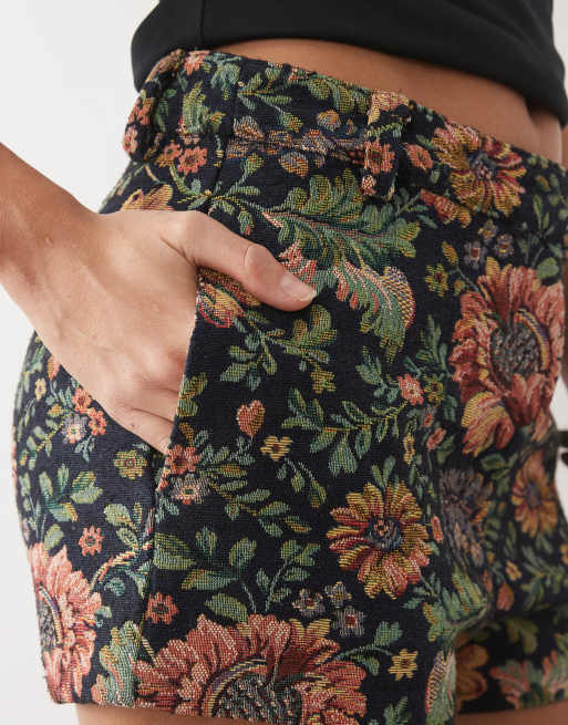 ASOS DESIGN hot pant short co-ord in tapestry floral, 4 of 5