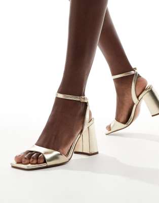 ASOS DESIGN ASOS DESIGN Hotel barely there block heeled sandals in gold