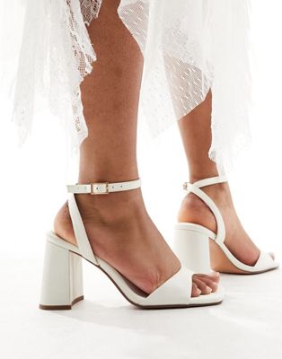 ASOS DESIGN Hotel barely there block heeled sandals in ivory