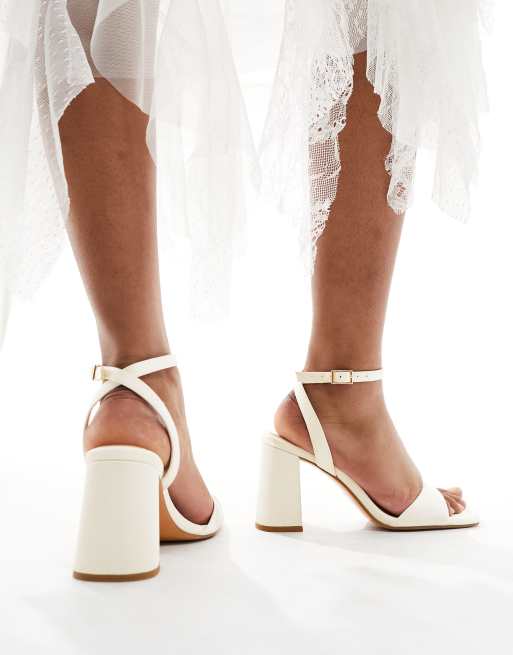 ASOS DESIGN Hotel barely there block heeled sandals in ivory