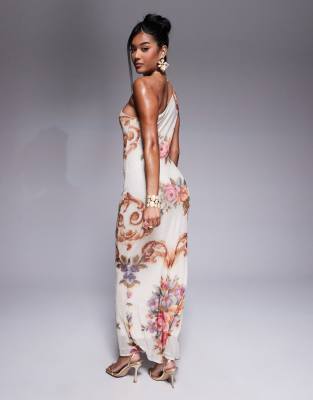 ASOS DESIGN HOTFIX EMBELLISHED ONE SHOULDER MIDI DRESS 