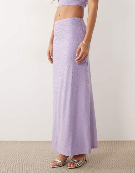 ASOS DESIGN hotfix maxi skirt in lilac - part of a set, 2 of 5