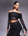 [ASOS DESIGN] ASOS DESIGN hotfix off shoulder long sleeve top in black 8 Black