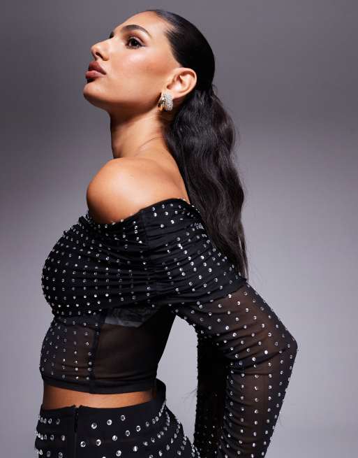 トップス HILLDA Cross Hotfix Long Sleeve Black AWDis Just Hoods Men's Cross Neck Hooded Sweatshirt