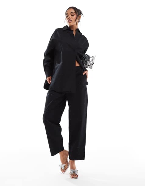 ASOS DESIGN hotfix trouser co-ord in black - view 1