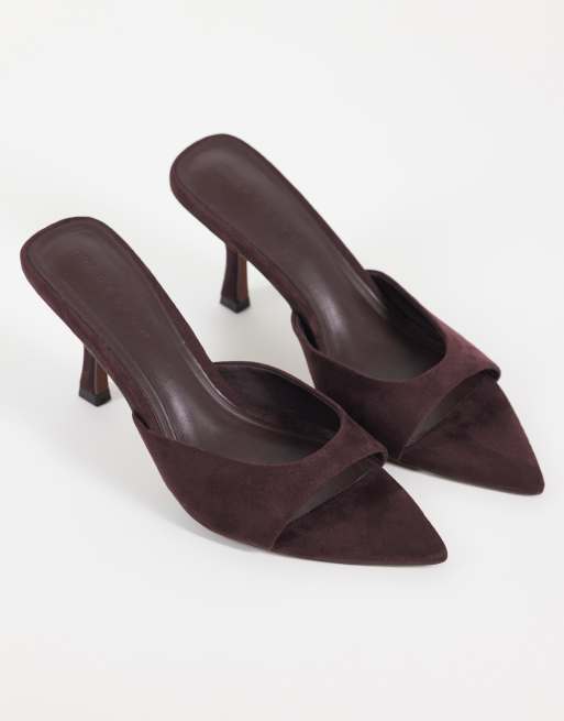 ASOS DESIGN - Hotline - Mules pointues à talon en suédine - Chocolat, 2 de 4