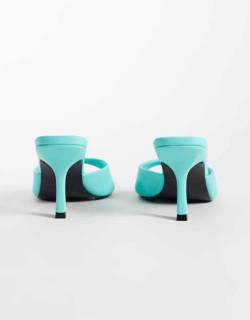 ASOS DESIGN Hotline pointed heeled mules in Turquoise, 5 of 5