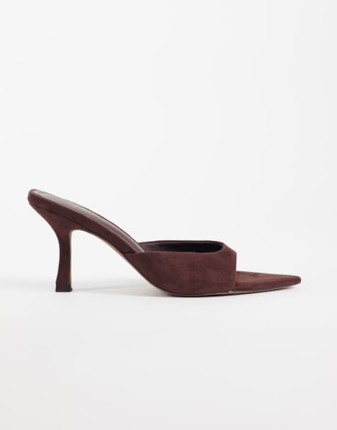 ASOS DESIGN - Hotline - Sabot con tacco a punta in camoscio sintetico color cioccolato - view 1