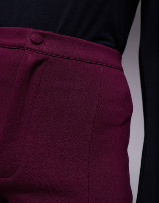 ASOS DESIGN - Hotpants van ponte stof met naden in bordeauxrood, 3 van 5