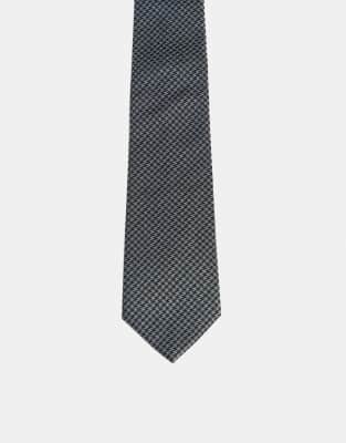 Asos Design Houndstooth Neck Tie In Black