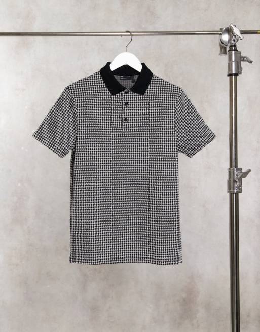 Checkered polo shop black and white