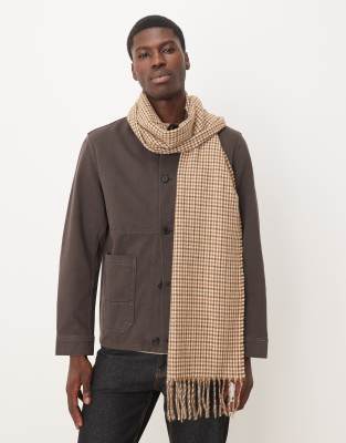 Asos Design Houndstooth Scarf In Neutral