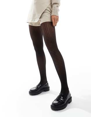 houndstooth tights in black