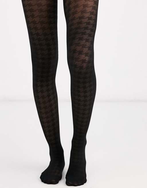 ASOS DESIGN 30 denier houndstooth tights in black