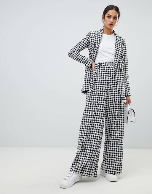 Wide leg houndstooth on sale pants