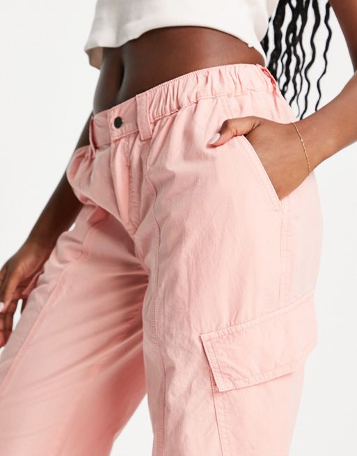 ASOS DESIGN Hourglass 00's low rise cargo pants in pink