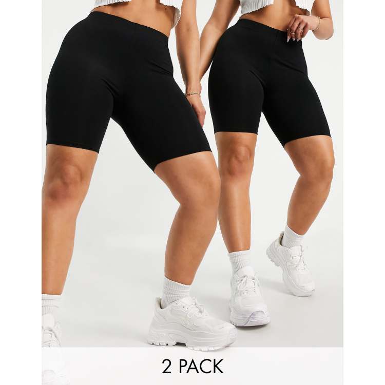 ASOS DESIGN Hourglass 2 pack basic legging shorts in black