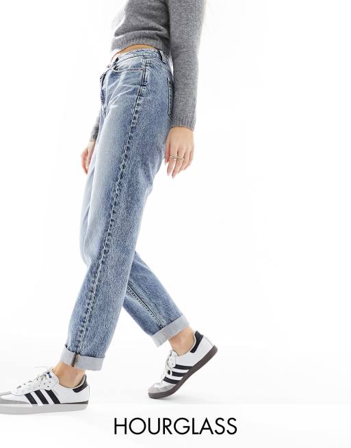 ASOS DESIGN Hourglass - Afslappede mom-jeans med høj talje i vintage-blå 