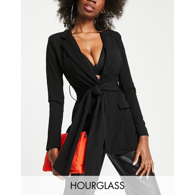 Donna Abiti e Spezzati DESIGN Hourglass - Blazer da abito in jersey nero con cintura in vita