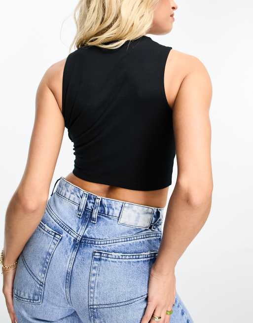 ASOS DESIGN Hourglass - Canotta accollata super corta nera, 2 di 4
