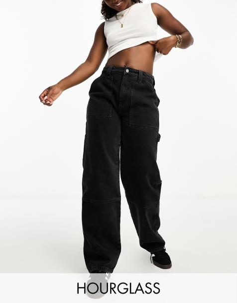 Women's Jeans Cargo Pants Denim Trousers Baggy Jeans Wide Black