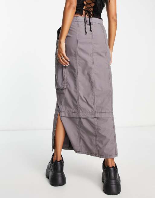 ASOS DESIGN Hourglass cargo midi skirt in grey, 2 of 4