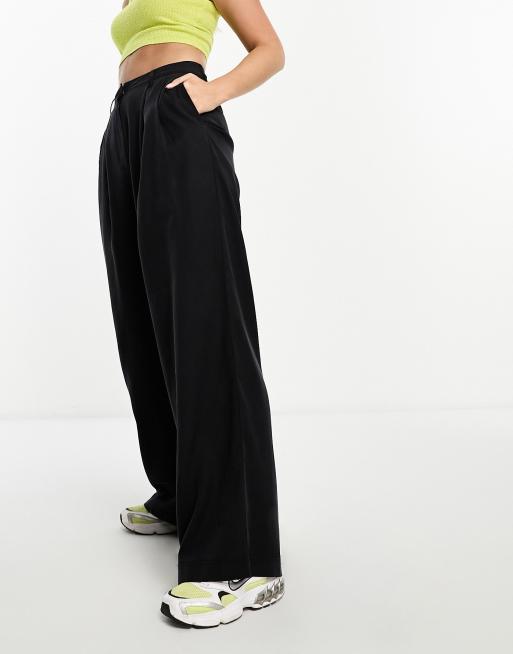 ASOS DESIGN Hourglass high waisted tapered trousers in black linen