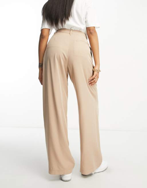 ASOS DESIGN casual wide leg trousers in beige