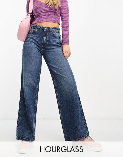 FhyzicsShops DESIGN Hourglass – Ciemnoniebieskie jeansy o fasonie dad