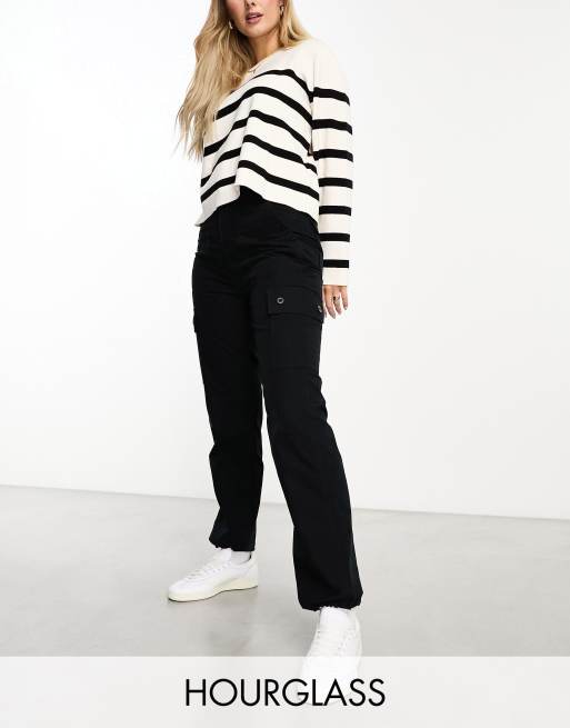 ASOS DESIGN Tall clean cargo pants with tab detail in black