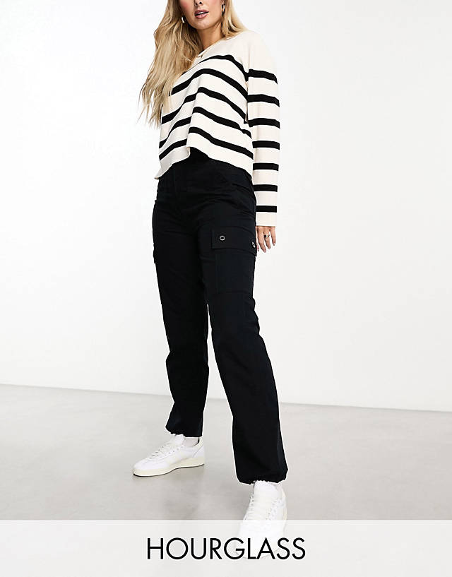 ASOS DESIGN - hourglass clean cargo trouser with tab detail in black
