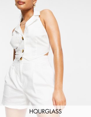 ASOS DESIGN Hourglass clean linen suit shorts in white | ASOS