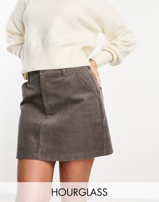 ASOS DESIGN Hourglass cord pocket a-line mini skirt in taupe