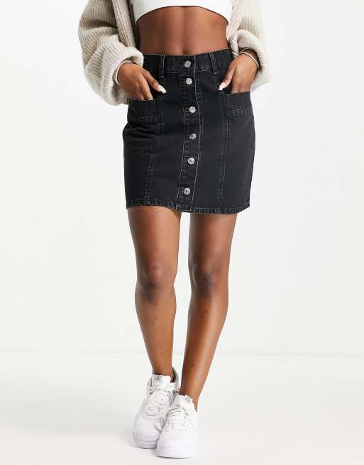 Black jean button outlet up skirt