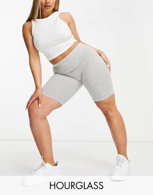 Asos Design Hourglass Cotton Legging Short In Gray Heather-grey In Grey