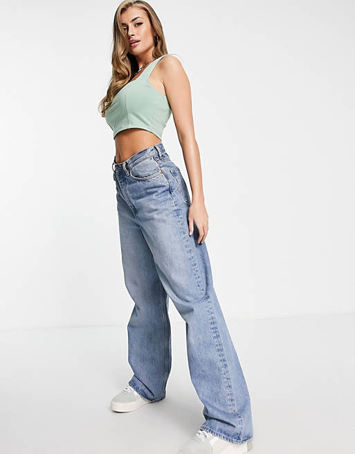 Hourglass crop cami with square neck and seam detail in ASOS Damen Kleidung Tops & Shirts Tops Spaghettitops 