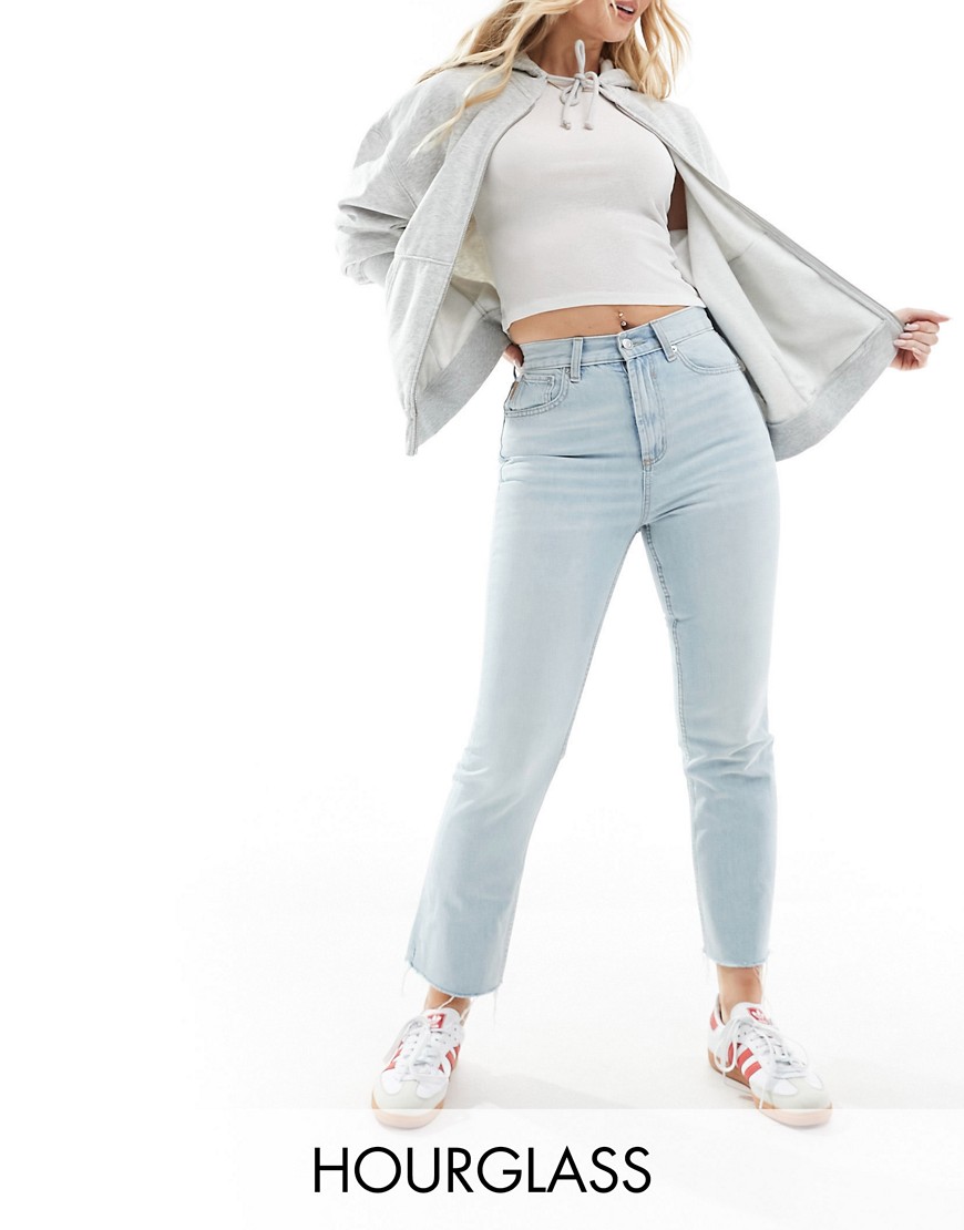 ASOS DESIGN Hourglass cropped 90s straight jean in bleach-Blue