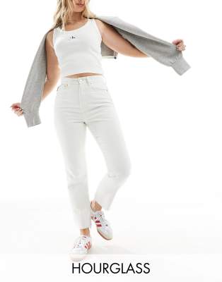 Shop Asos Design Hourglass Cropped 90s Straight Jean In White