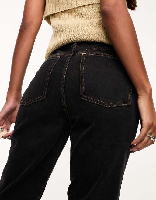 ASOS DESIGN Hourglass – Czarne jeansy o prostym kroju ze średnim stanem , 3 z 5