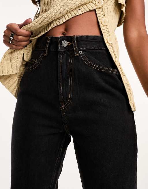 ASOS DESIGN Hourglass – Czarne jeansy o prostym kroju ze średnim stanem , 5 z 5