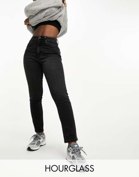 ASOS DESIGN Hourglass – Czarne wygodne mom jeans o dopasowanym kroju z efektem sprania - view 1