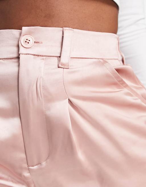 ASOS DESIGN Hourglass – Dad-Hose in Rosa mit weitem Schnitt und Satinanteil , 3 von 4